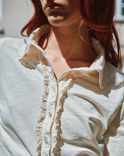 T-shirt - Broderie anglaise coton bio crème