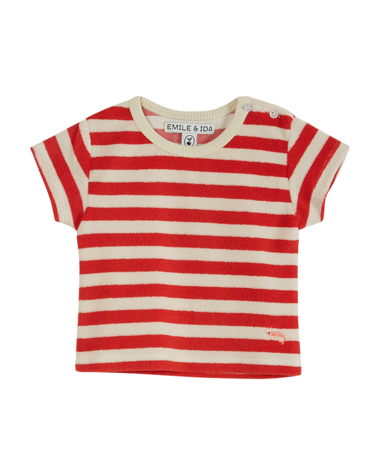 T-shirt éponge rayé rouge