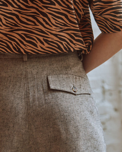 Pantalon carotte brun chiné