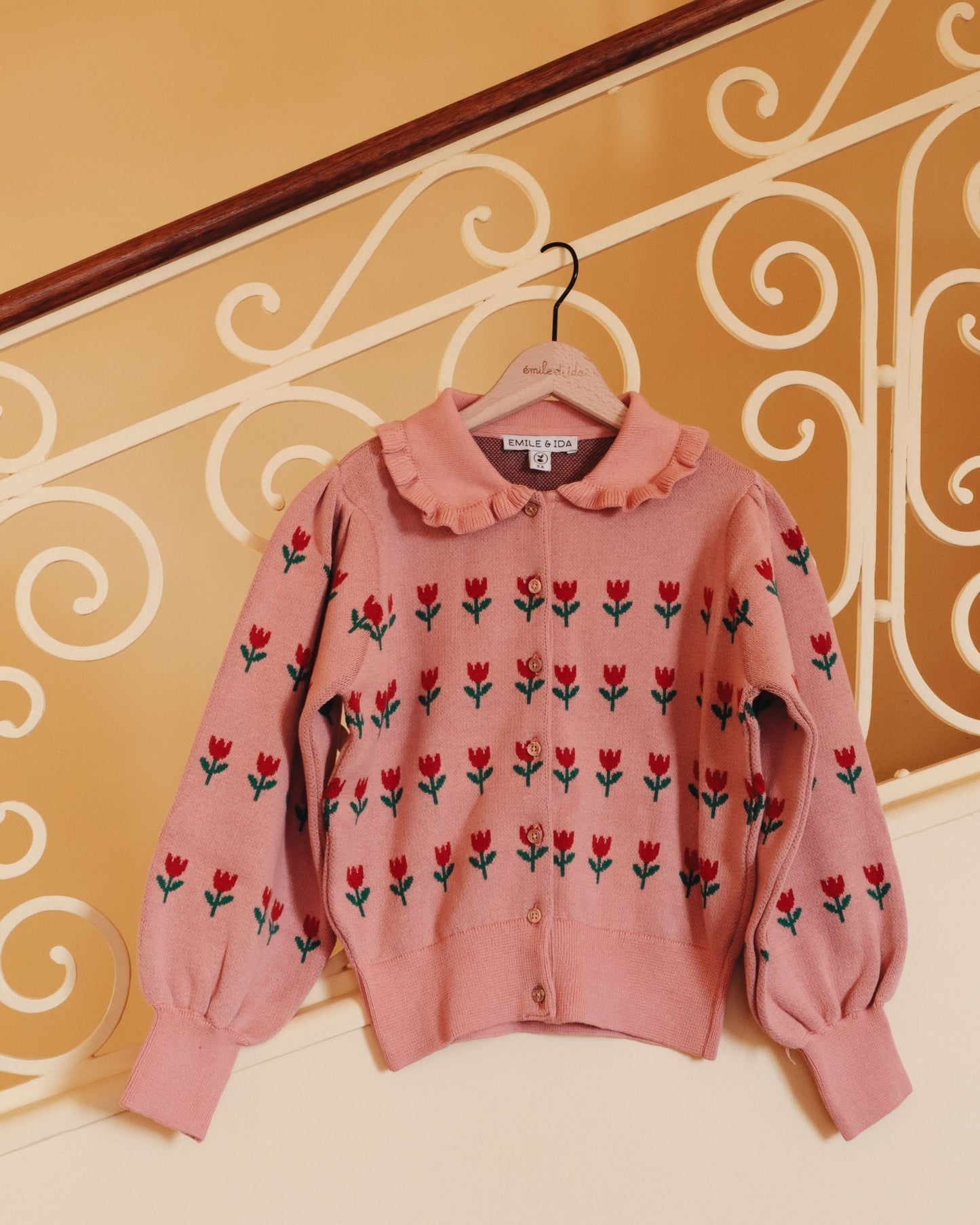 Cardigan volanté coton bio jacquard blossom