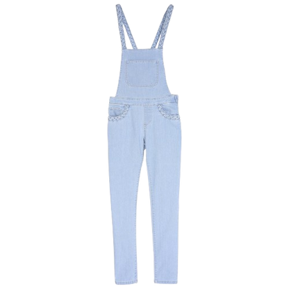 Salopette tressée en coton stretch bleach