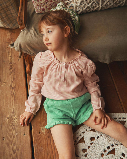 Blouse coton rayure rose