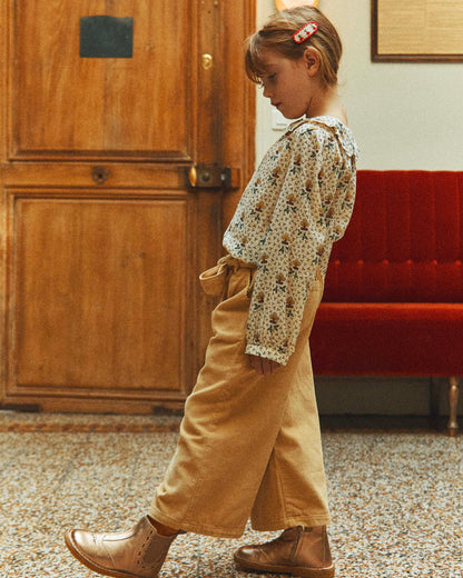 Blouse col festonné agate beige clair