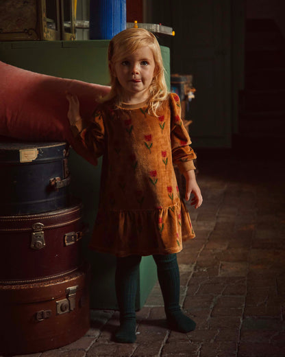 Robe velours tulipe joyeuse marron