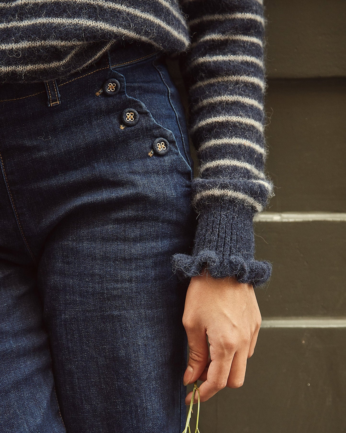 Pantalon à pont denim coton bio brut