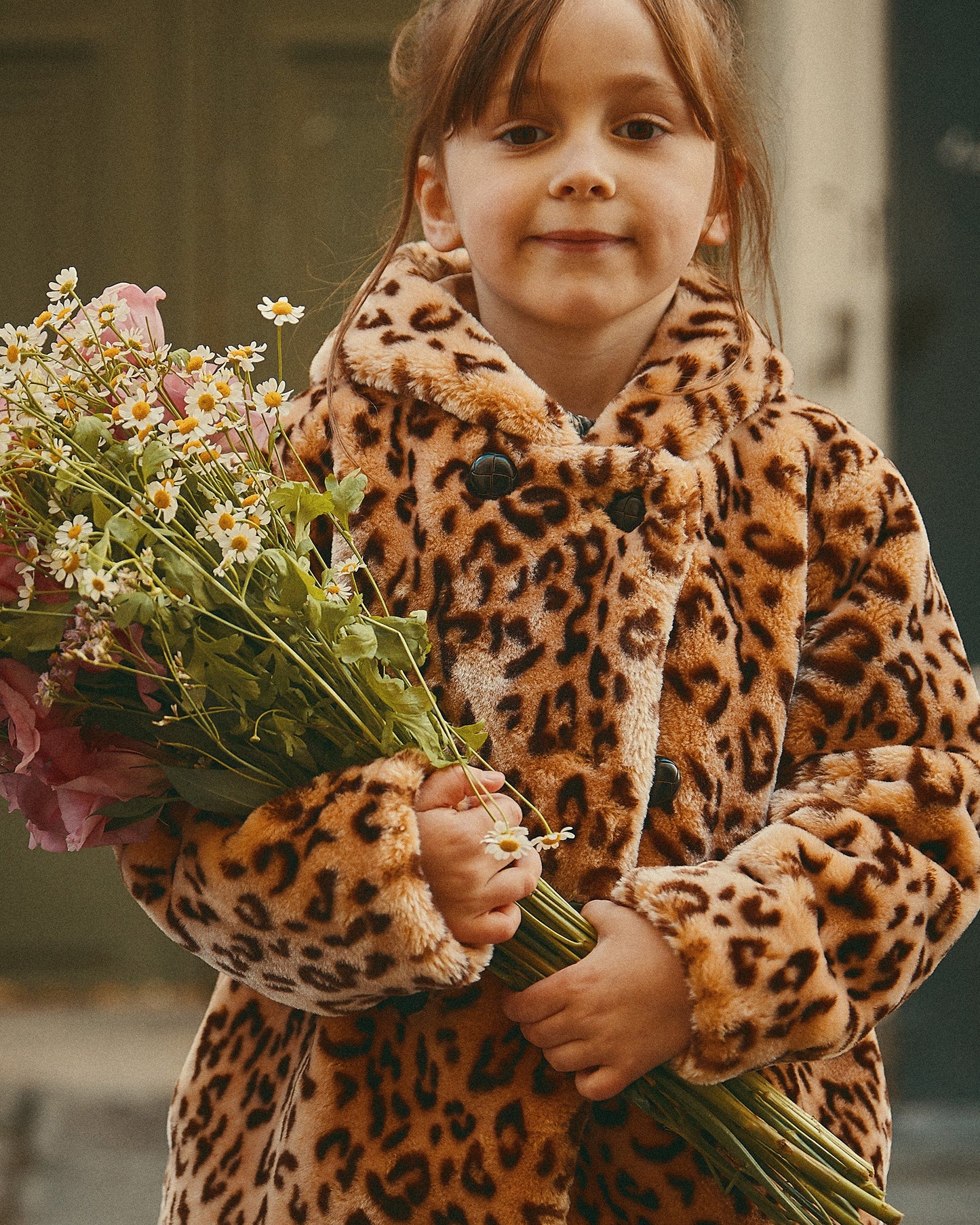 Veste 3/4 fausse fourrure léopard