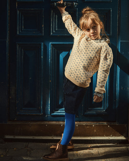Sweatshirt imprimé fleuri coton bio beige