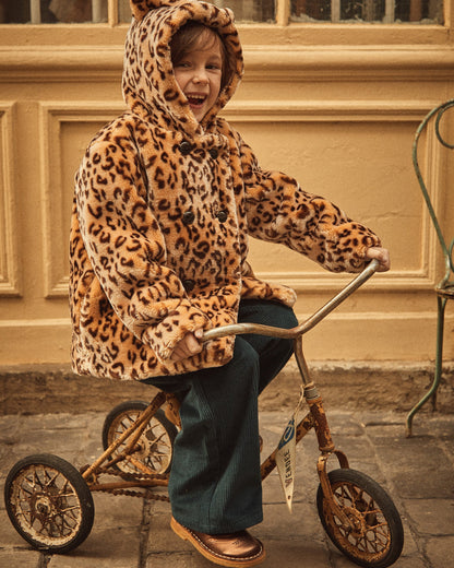 Veste 3/4 fausse fourrure léopard