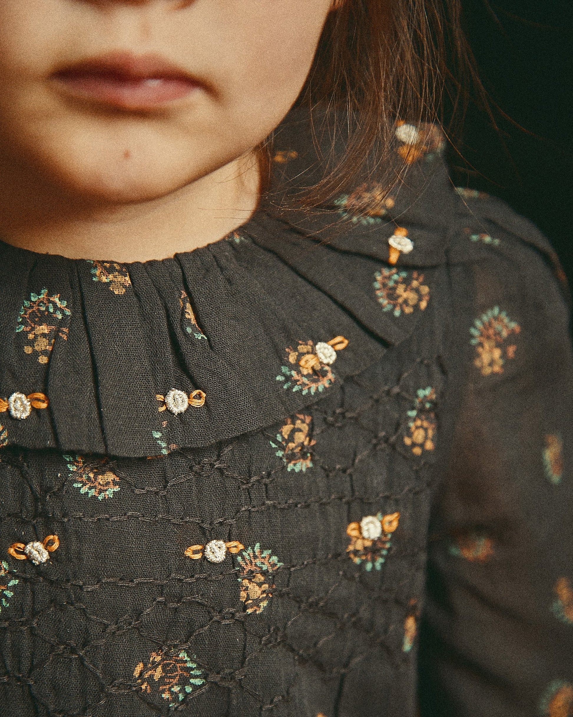 Robe à étages coton bitume groseille