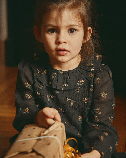 Robe à étages coton bitume groseille