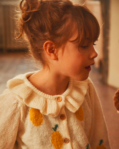 Cardigan fille citron écru