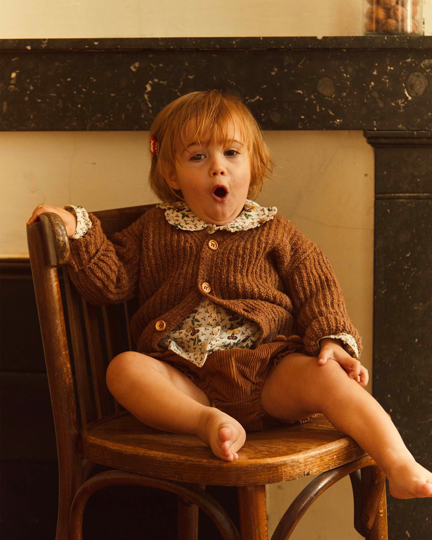 Cardigan enfant laine recyclée caramel