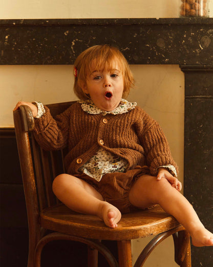 Cardigan enfant laine recyclée caramel