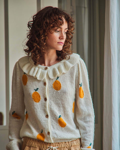 Cardigan femme citron écru