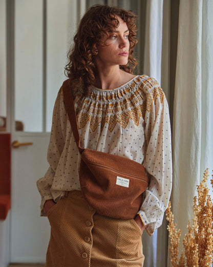Blouse smockée étoile écru