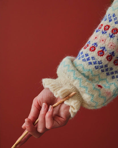 Pull femme jacquard écru