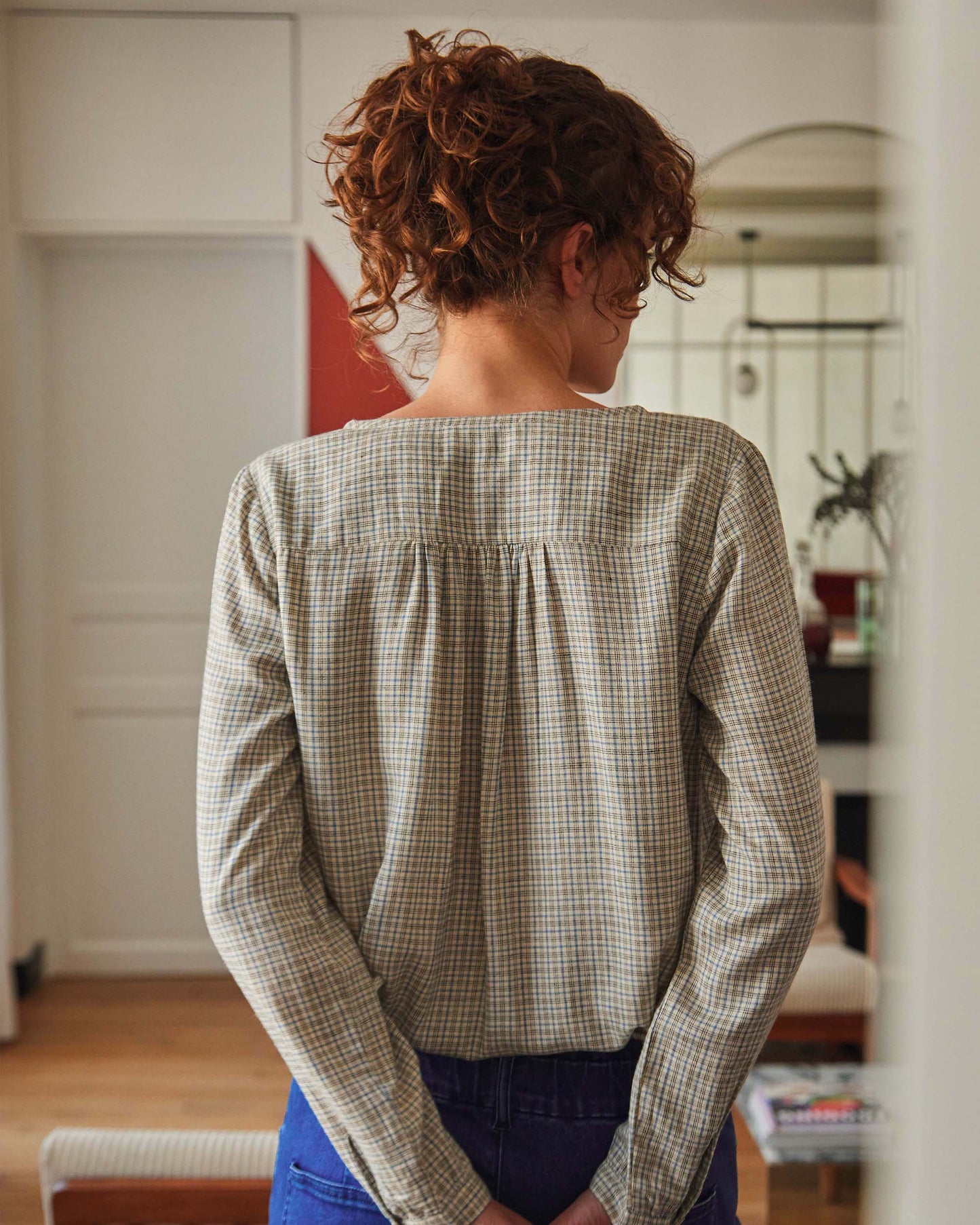 Blouse carreaux caroline marine