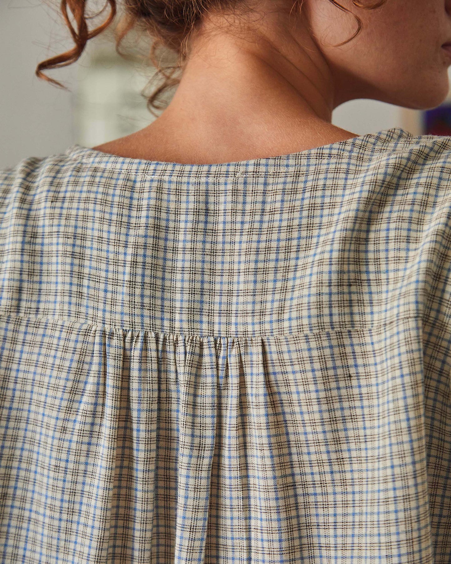 Blouse carreaux caroline marine