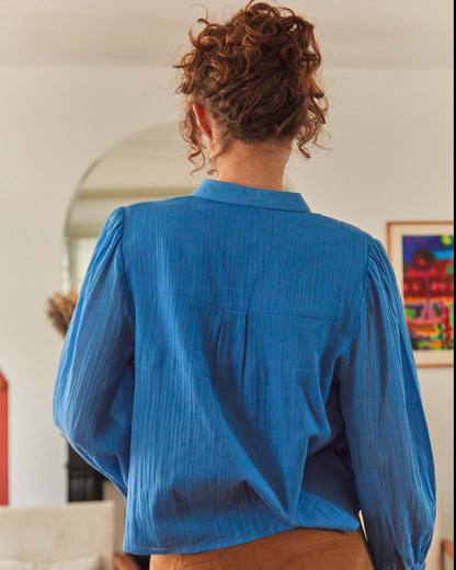 Blouse plissée azur