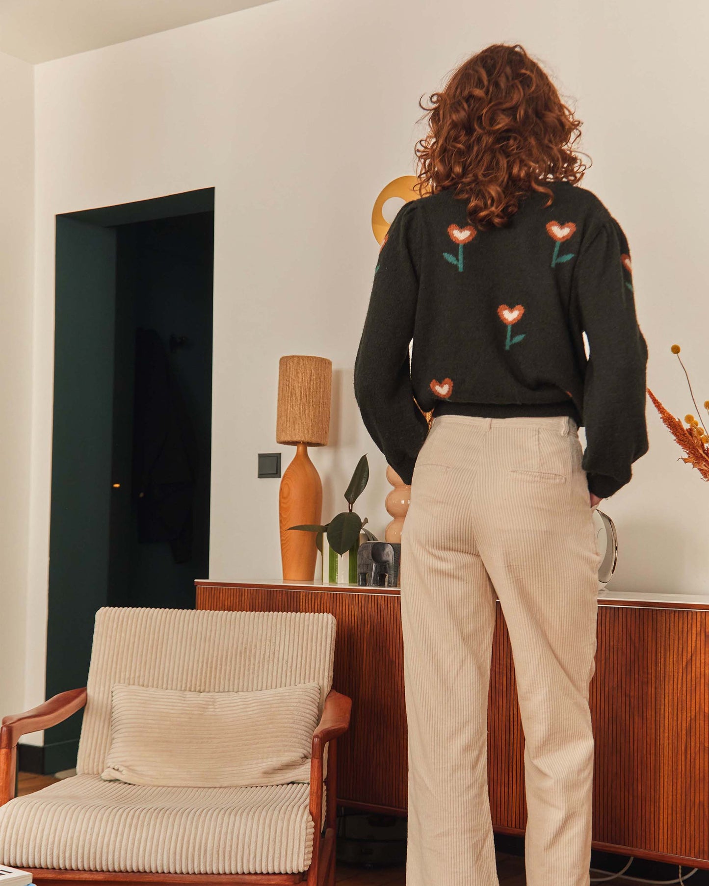 Pull femme tulipe bitume