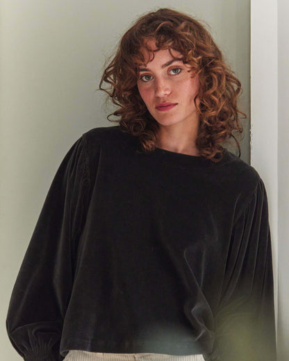 Sweat velours coton bio bitume
