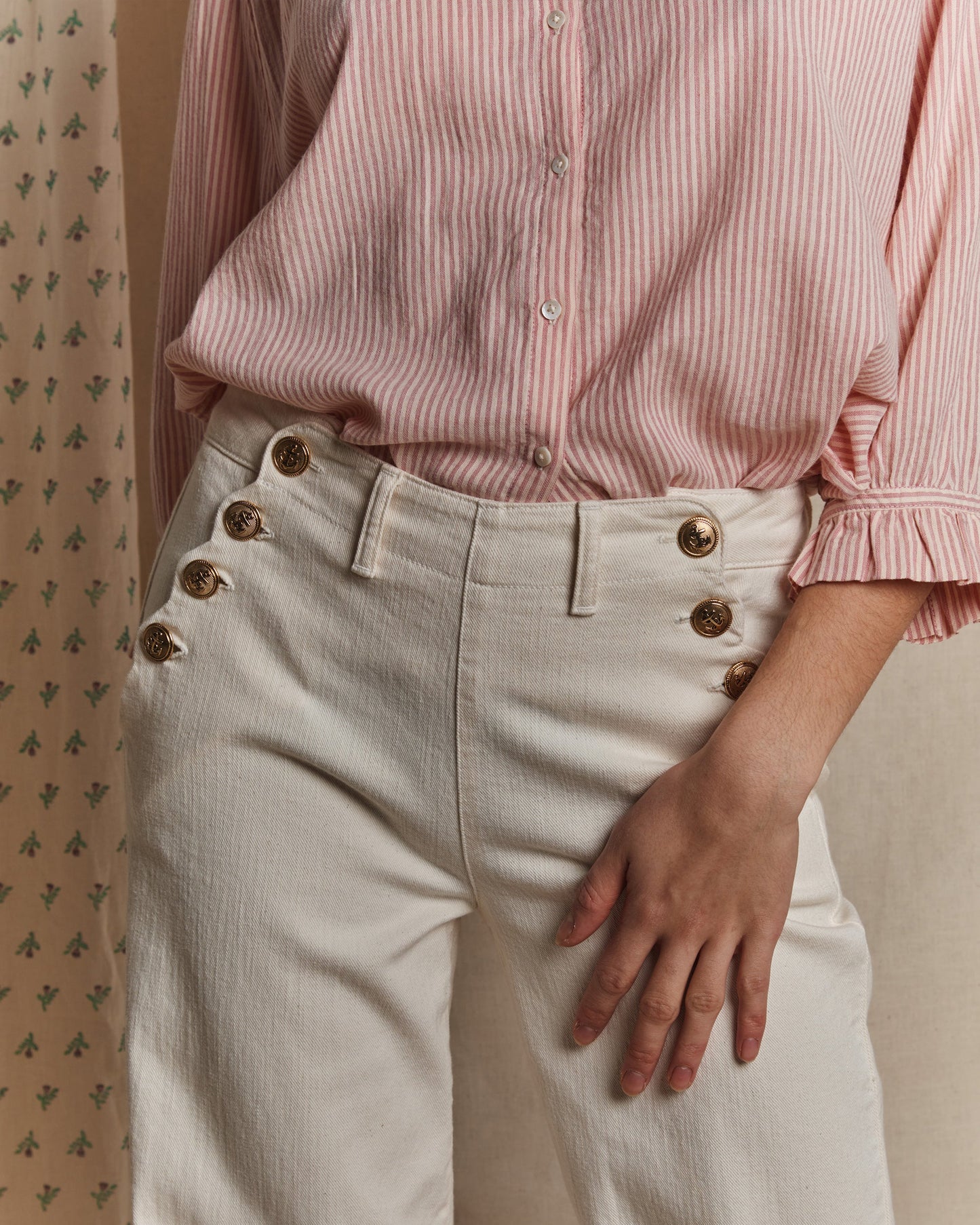Blouse coton rayures rose et blanc
