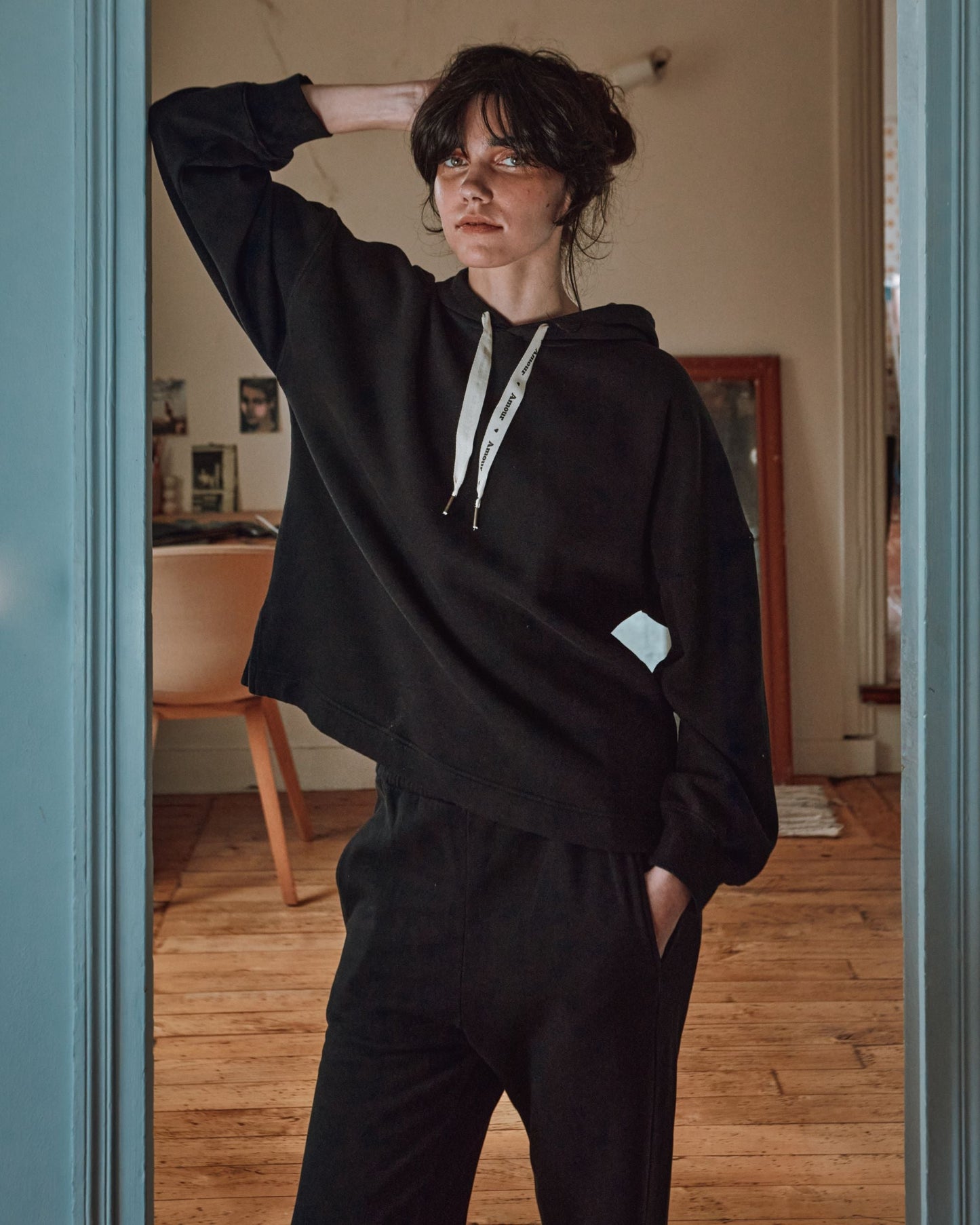 Sweat à capuche - Coton bio noir
