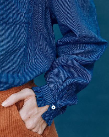 Blouse - Khadi rayures bleu
