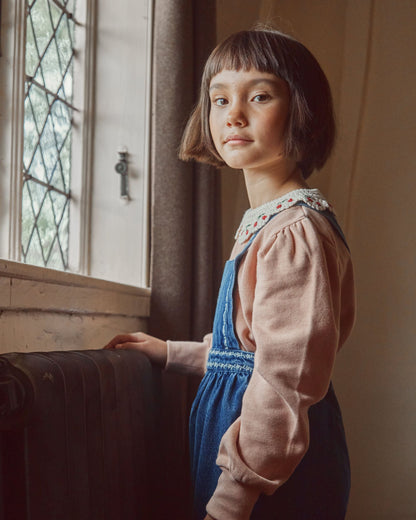 Salopette brodée denim