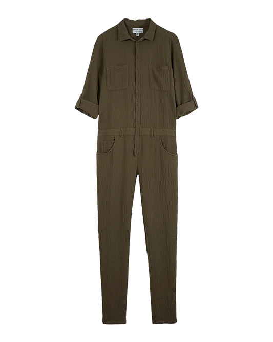 Combinaison double gaze de coton kaki