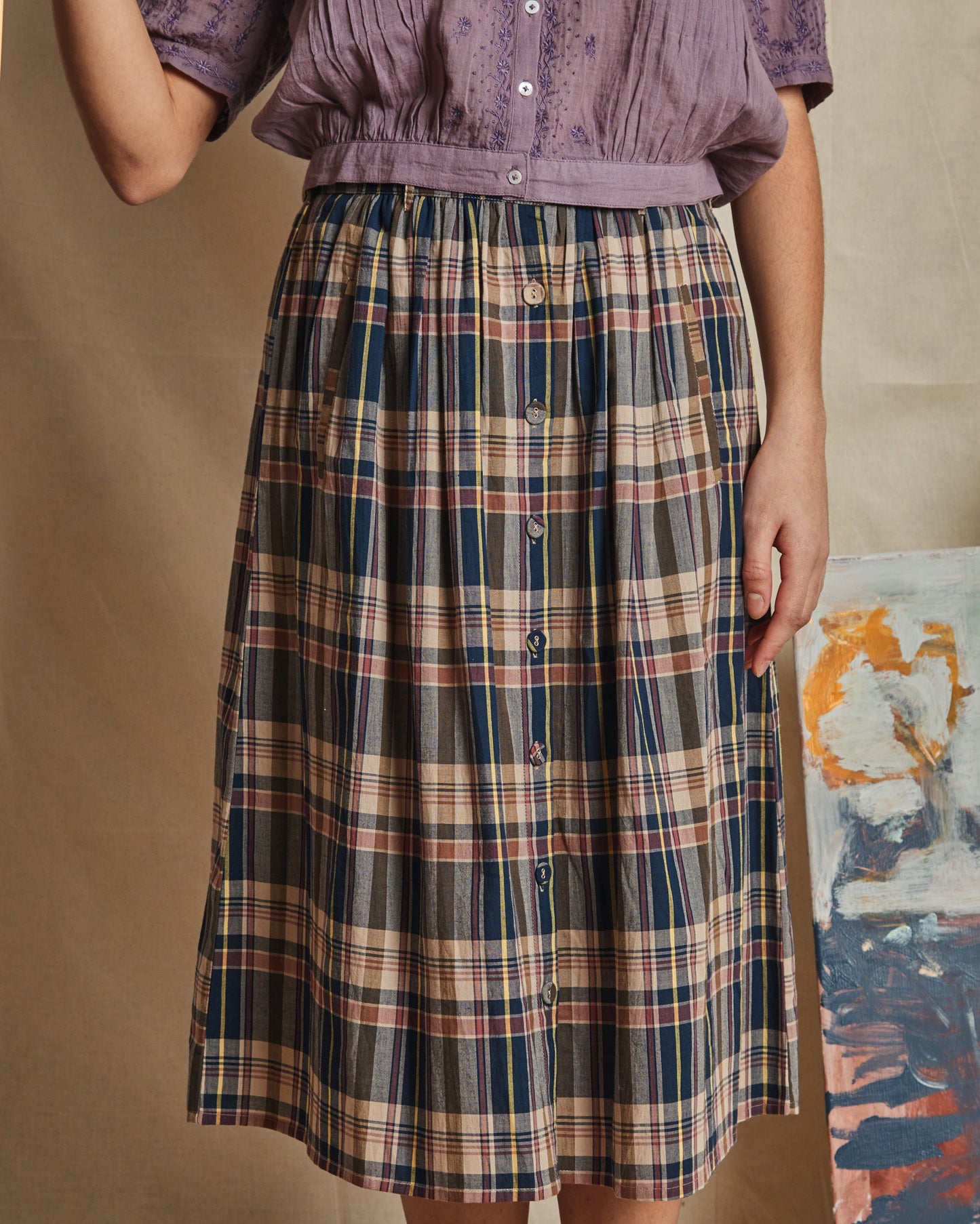 Jupe midi madras