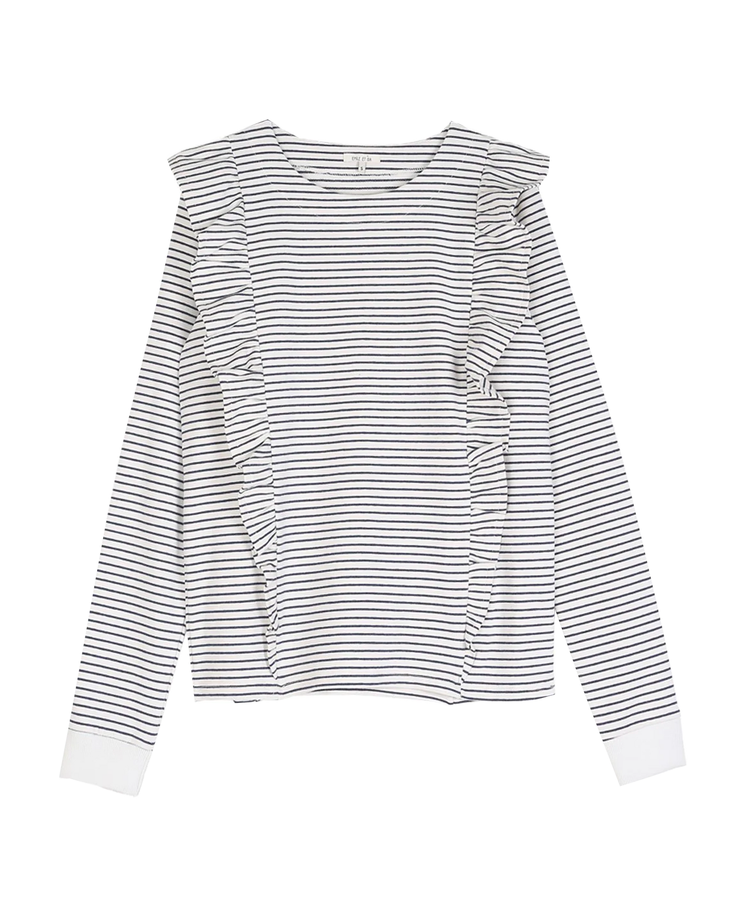 Sweatshirt rayé coton bio écru et bleu marine