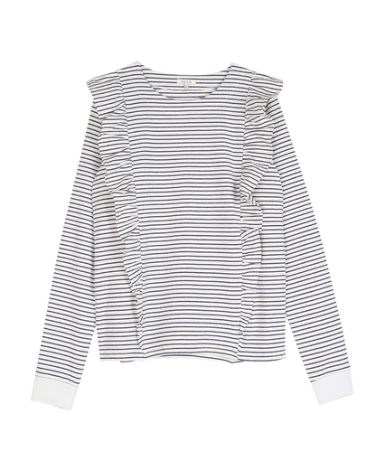 Sweatshirt rayé coton bio écru et bleu marine