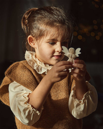 Blouse fille fronces coton bio écru