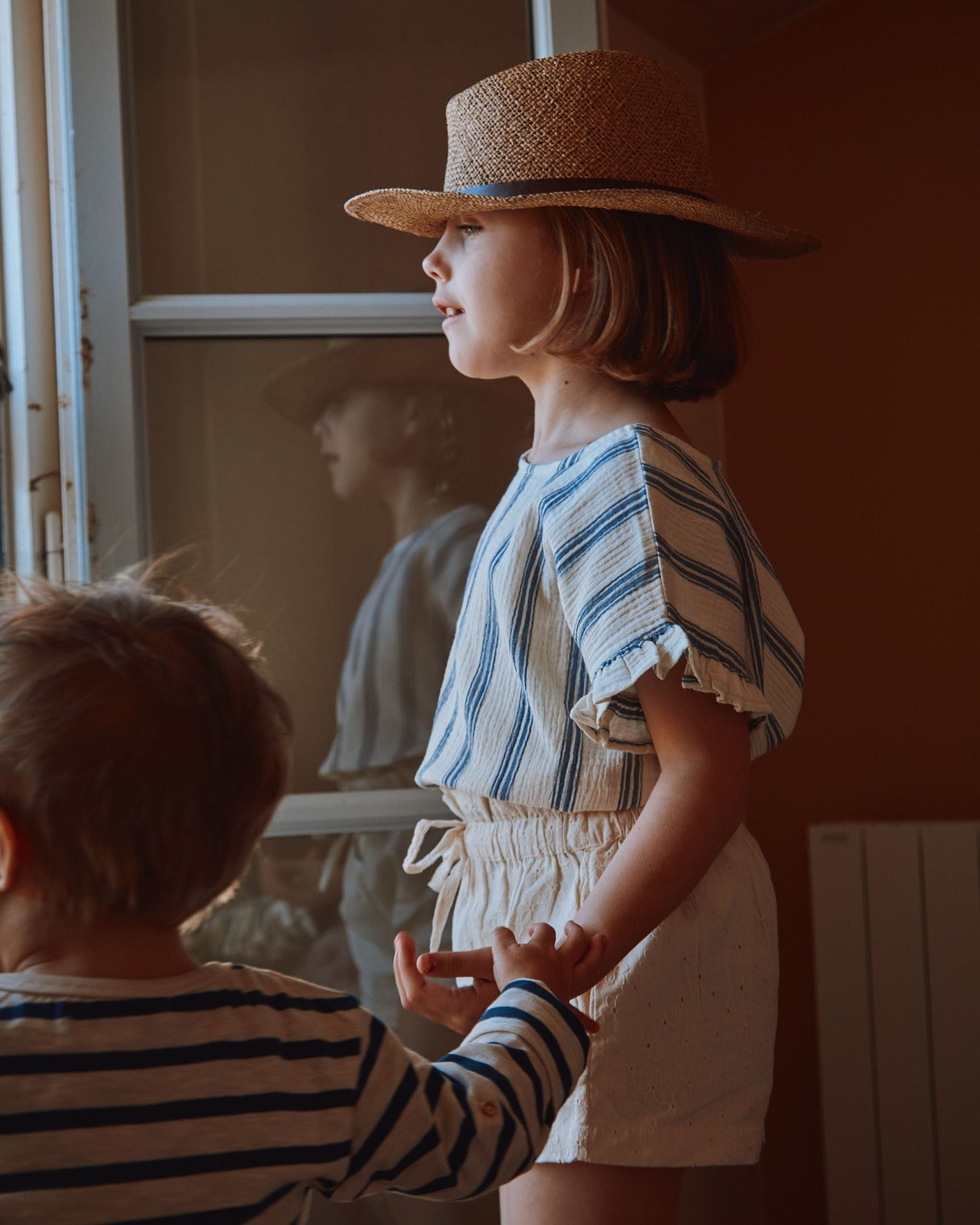 Blouse rayures bleu et écru