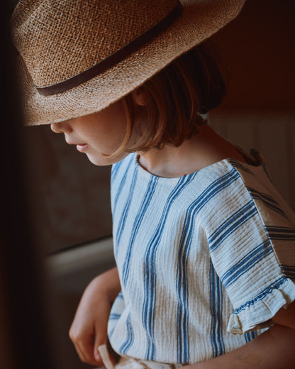 Blouse rayures bleu et écru