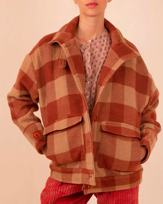 Blouson laine grand vichy