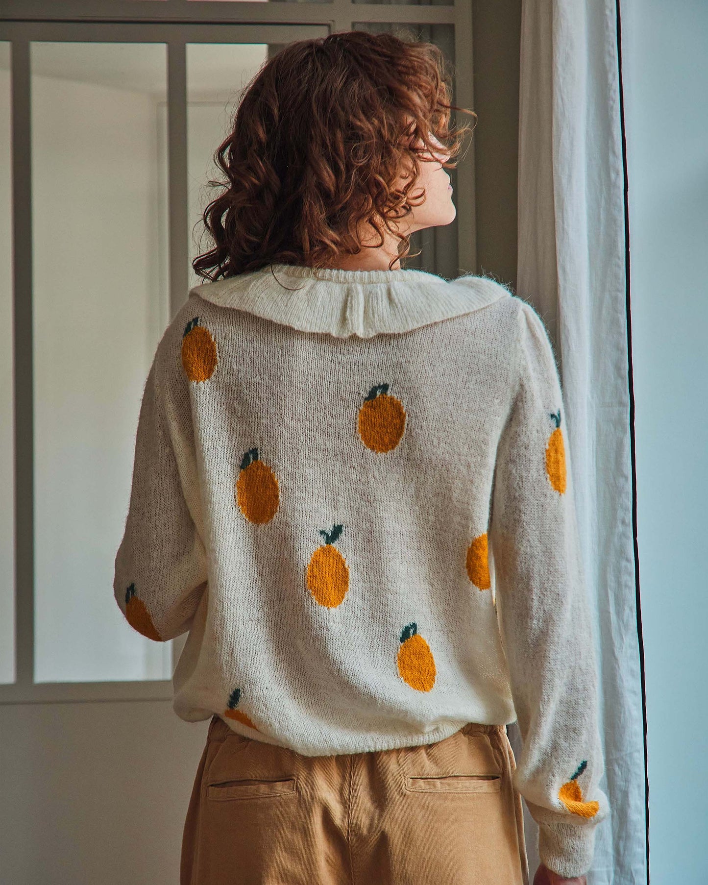 Cardigan femme citron écru