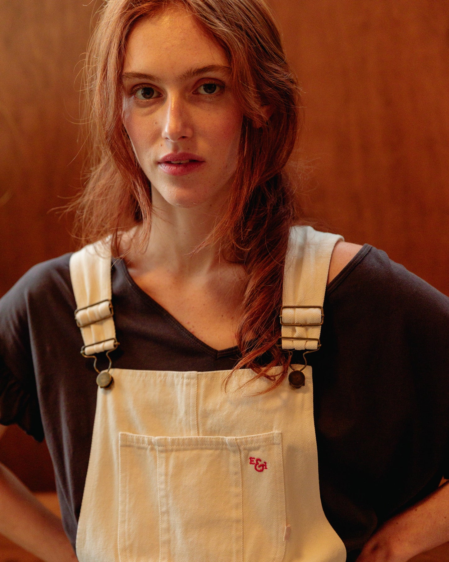 Salopette denim blanc cassé