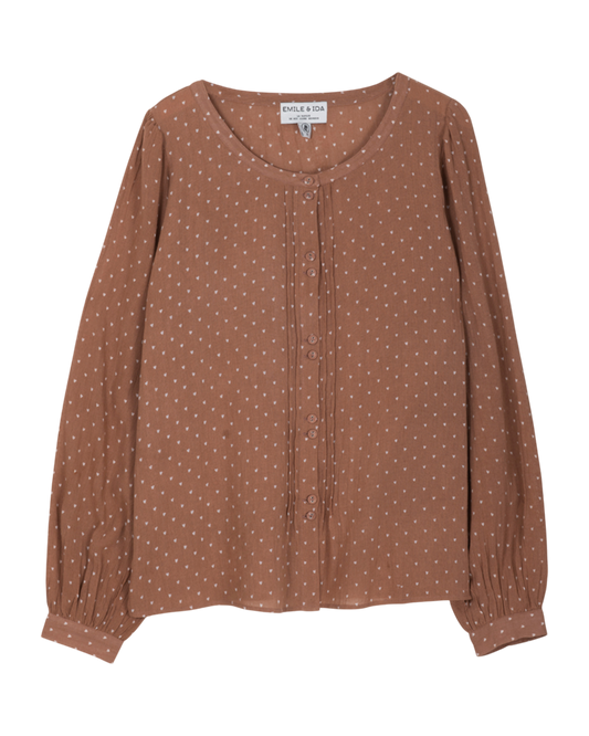 Blouse crépon de coton terracotta