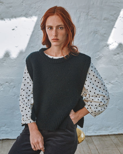 Pull sans manches - À nouer ultra doux noir