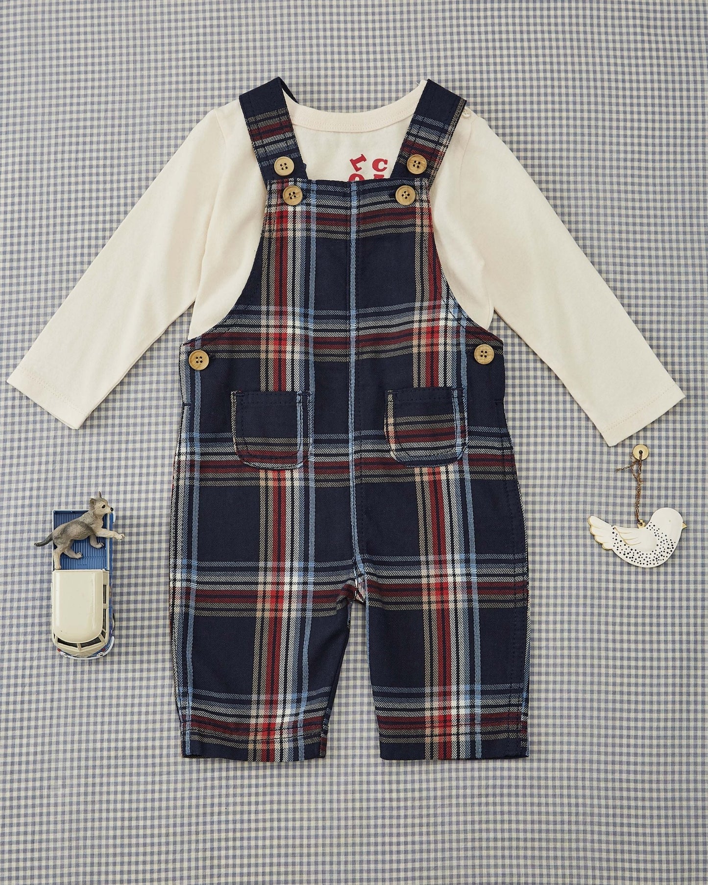 Salopette carreaux denim