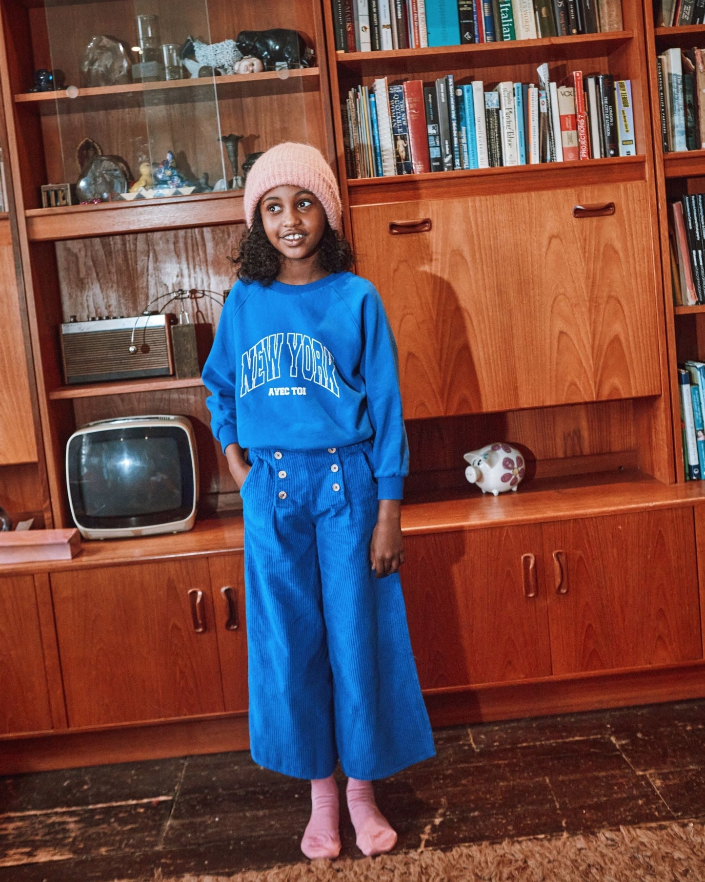 Sweat - New York enfant coton bio bleu royal