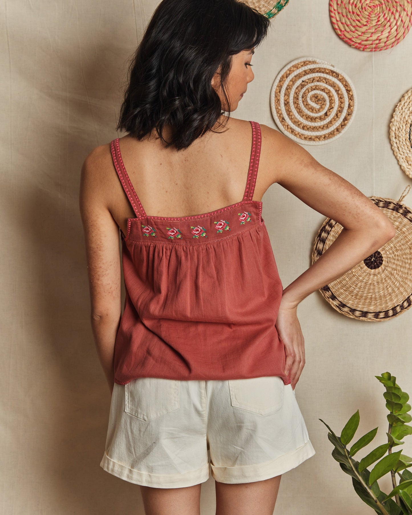 Top bretelles coton tuile