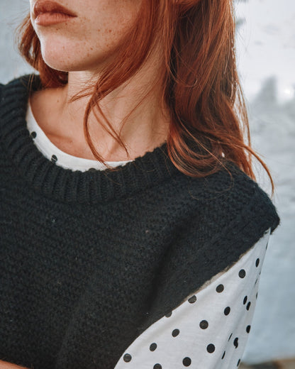 Pull sans manches - À nouer ultra doux noir