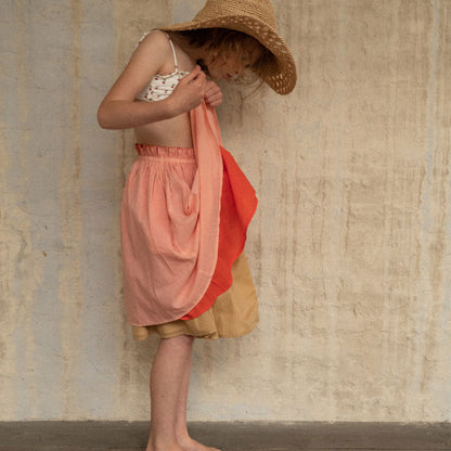 Jupe réversible voile de coton beige et écru
