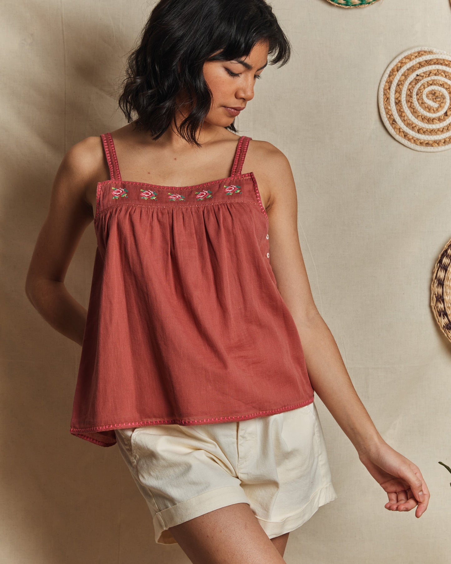 Top bretelles coton tuile