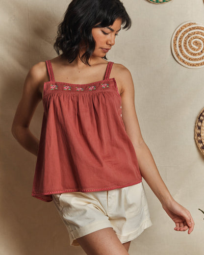 Top bretelles coton tuile