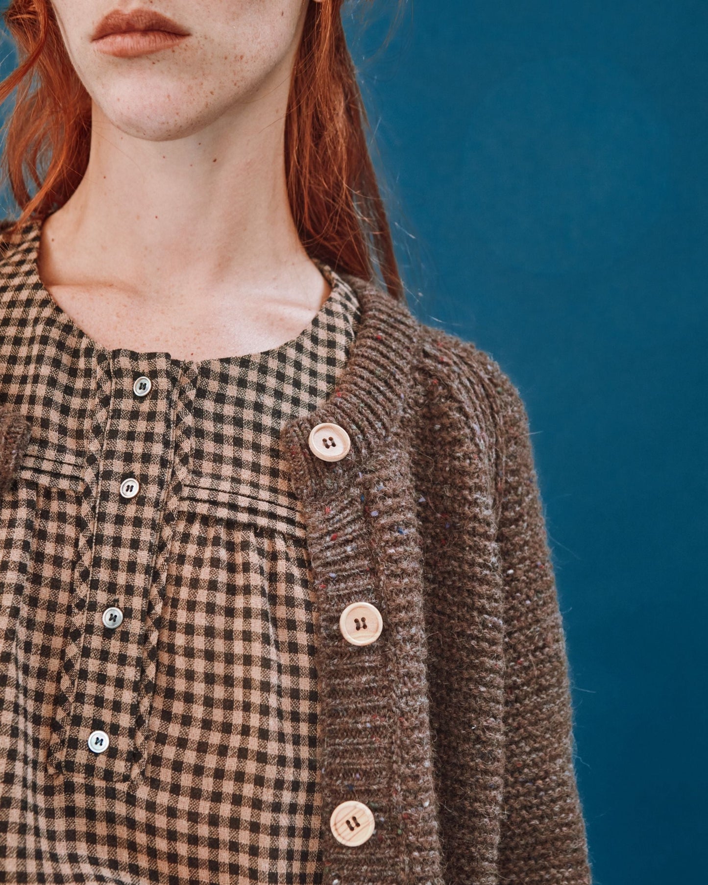 Cardigan - Laine point mousse marron
