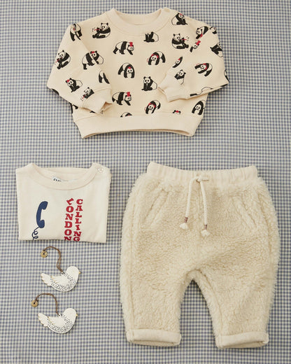 Pantalon sherpa écru